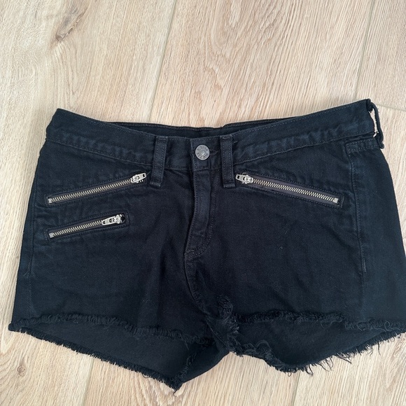 Rag & Bone Black Jean Shorts Frayed Hem - Picture 1 of 3
